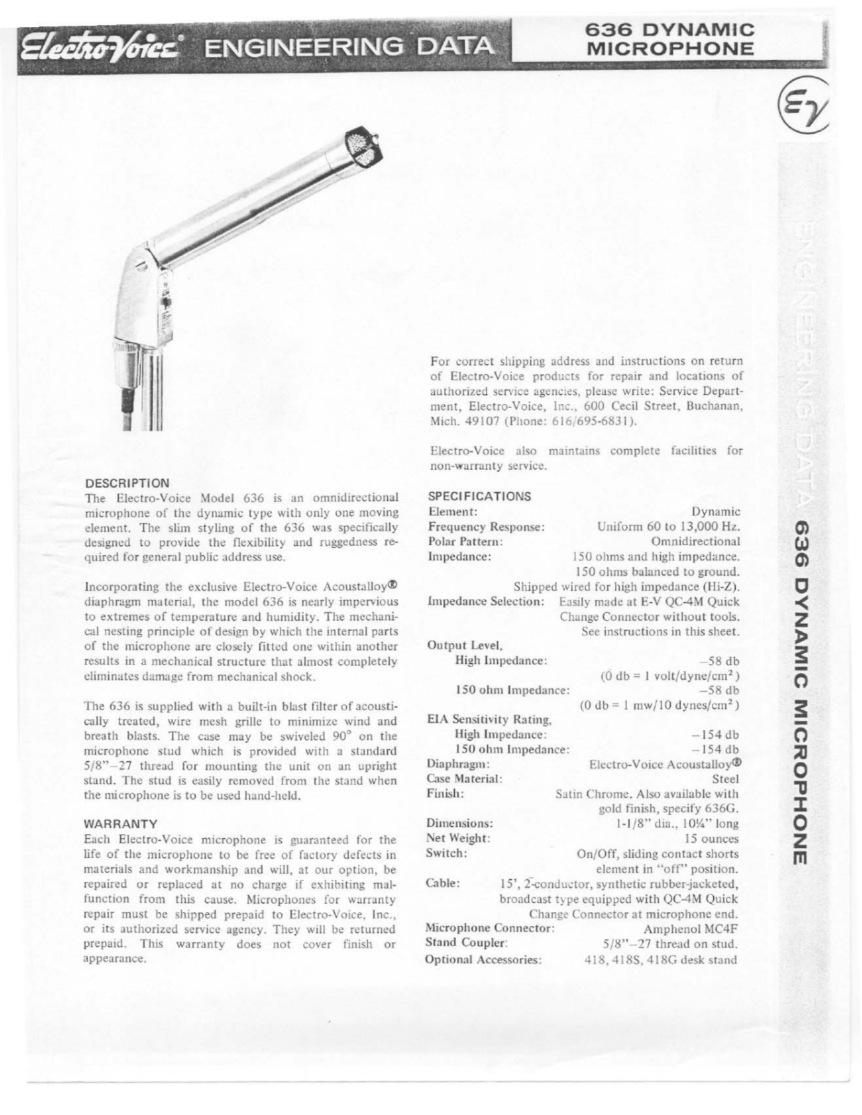 Electro-voice 636 DATASHEET