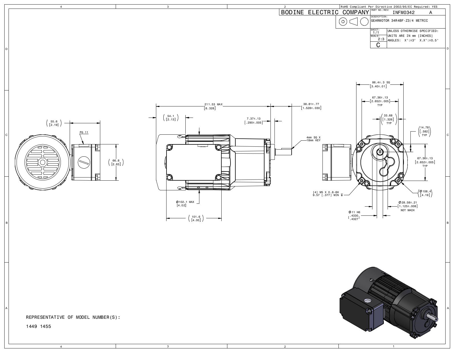 Bodine 1449, 1455 Reference Drawing