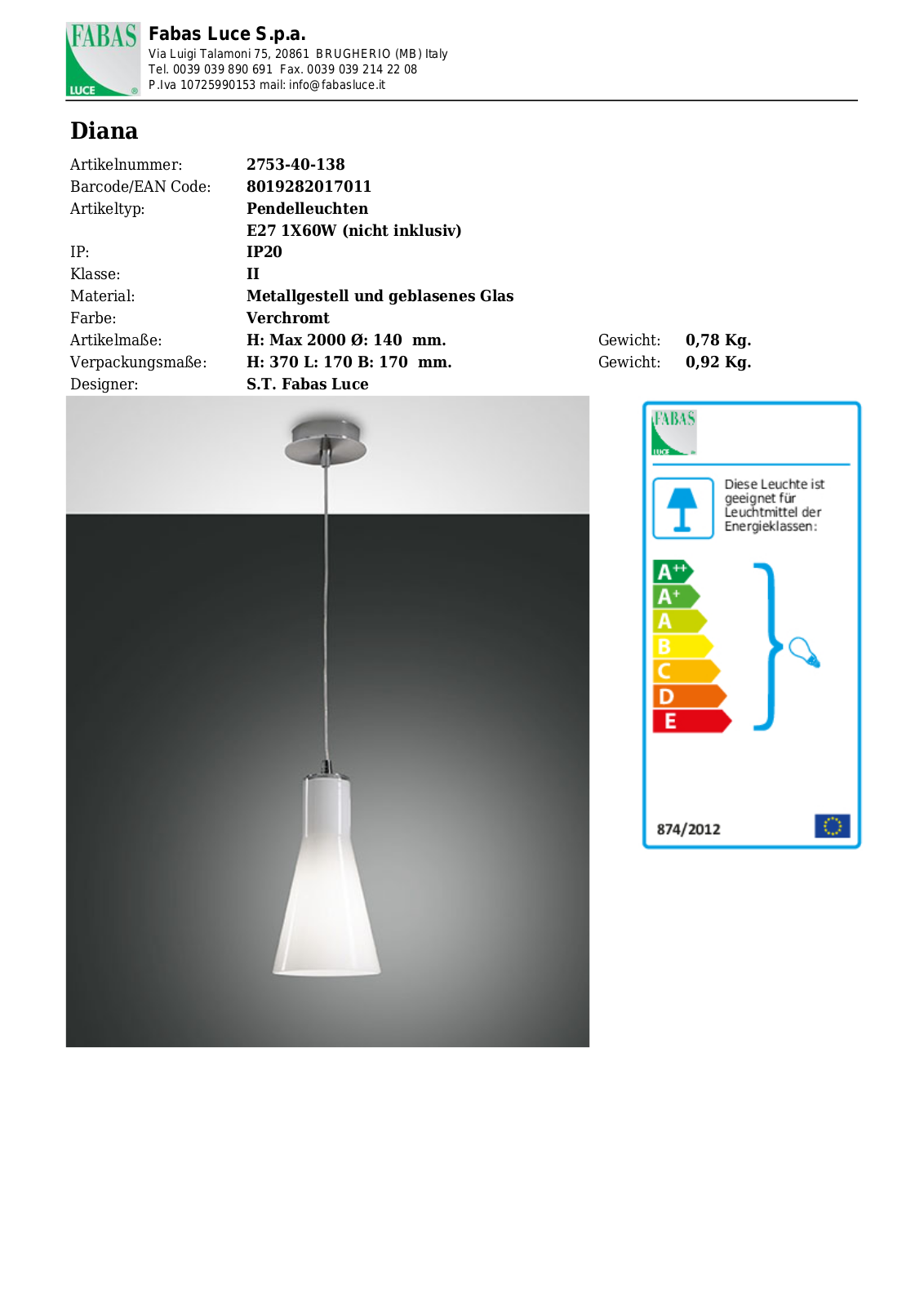 Fabas Luce 2753-40-138 Service Manual