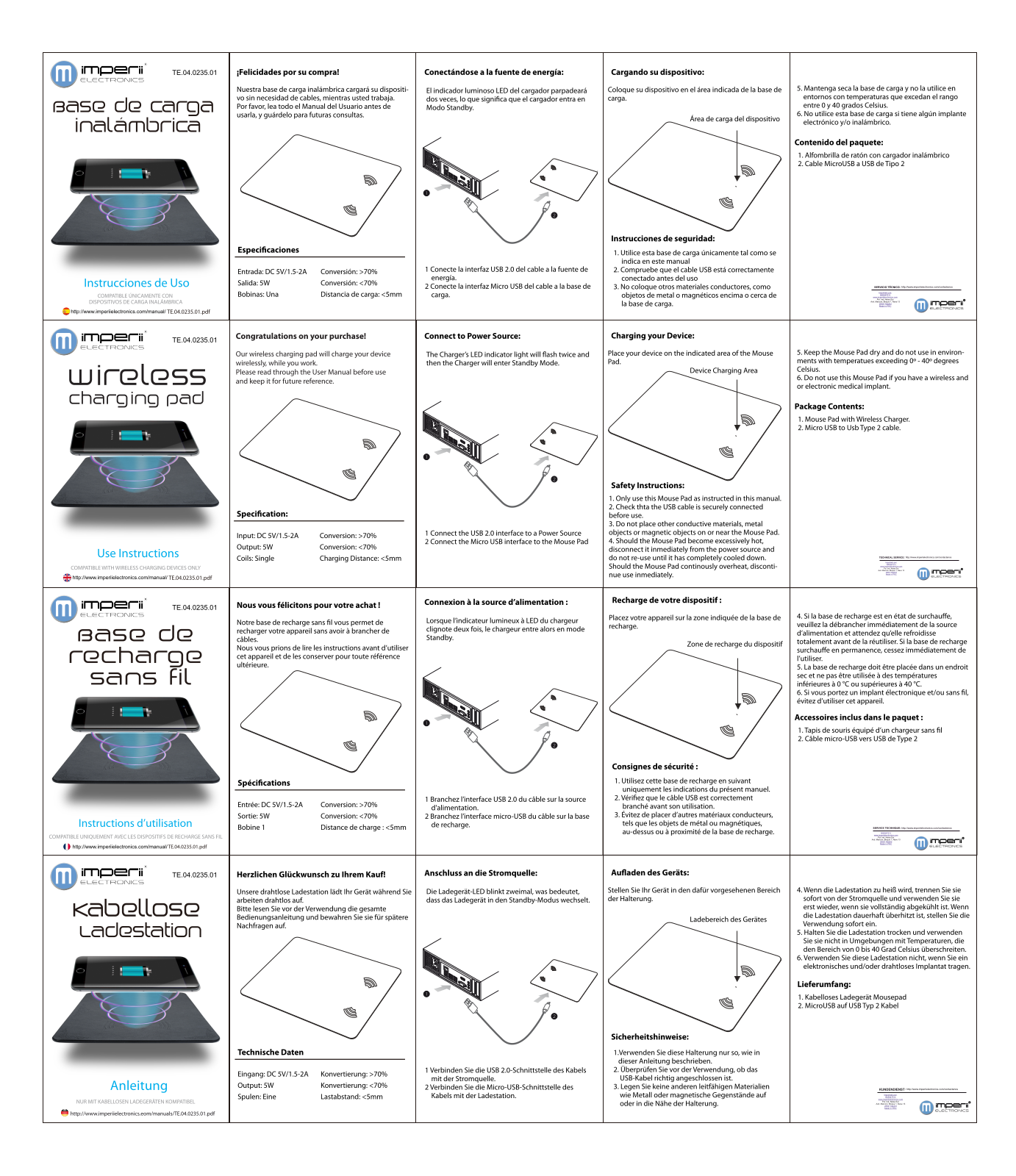 imperii electronics Wireless Charging Pad Instruction Manual