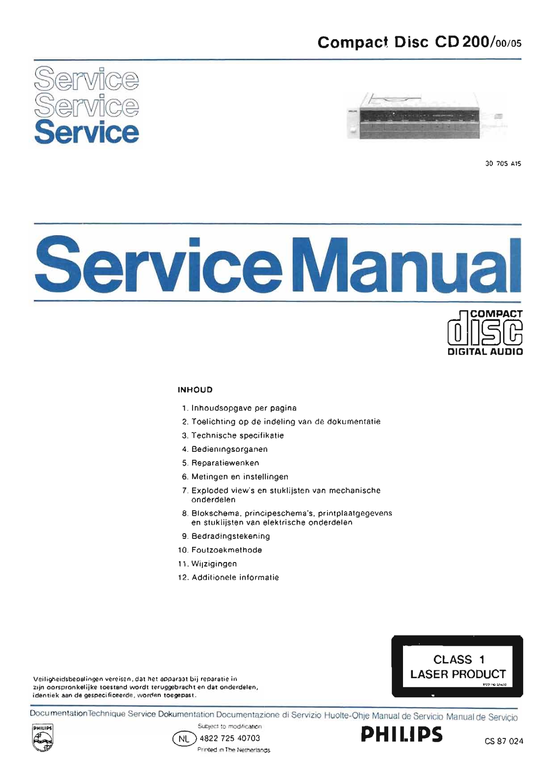 Philips CD-200 Service Manual