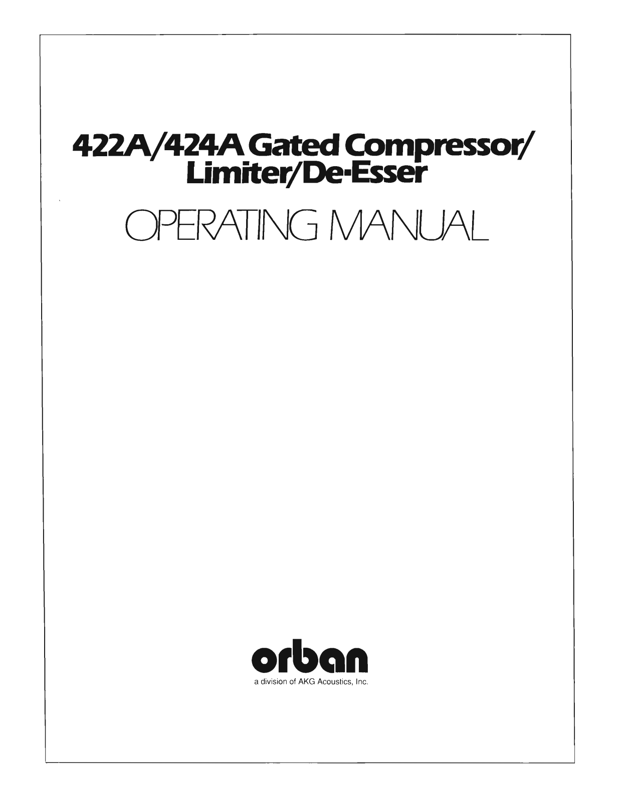 Orban 424A, 422A Service manual