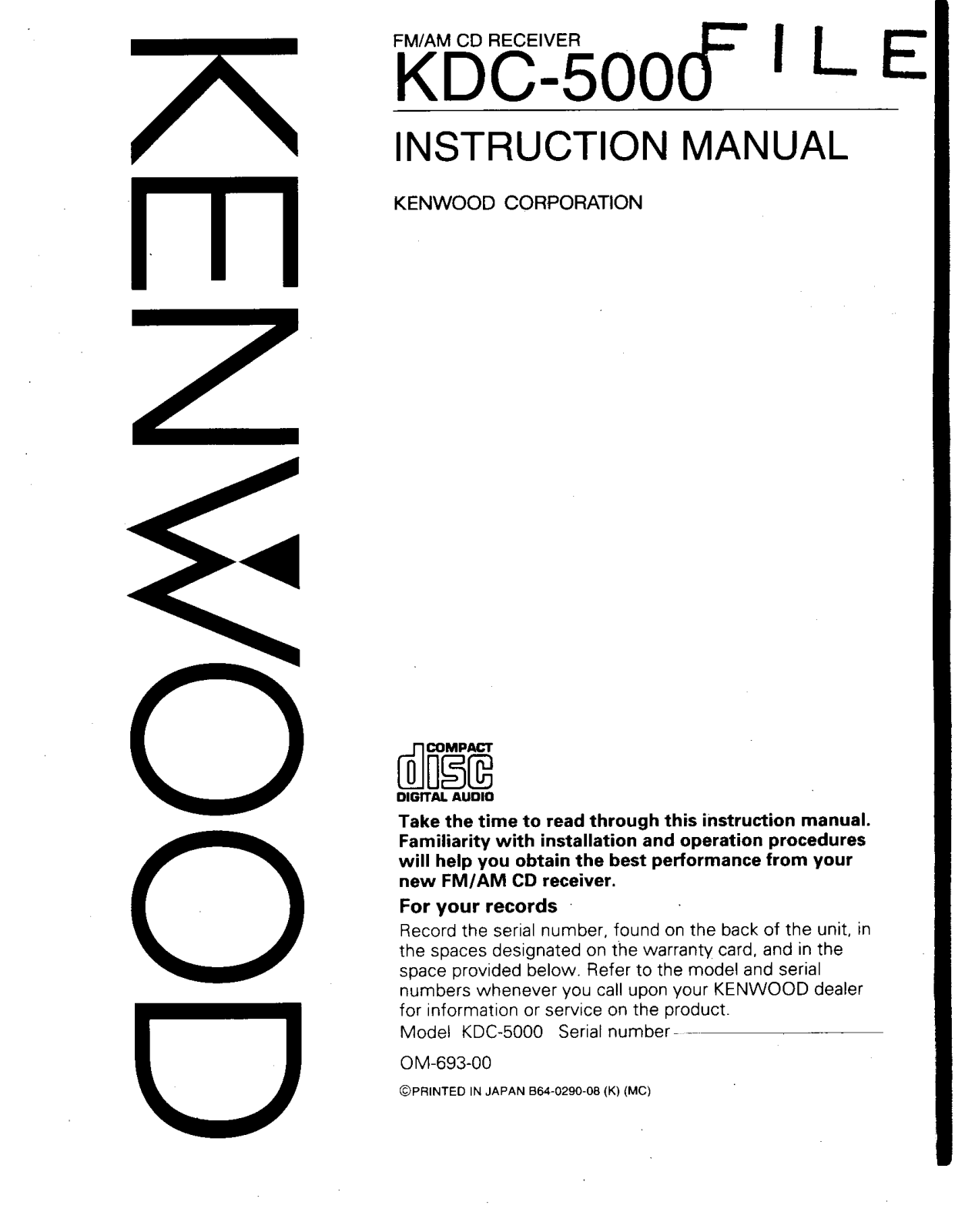 Kenwood KDC-5000 Owner's Manual