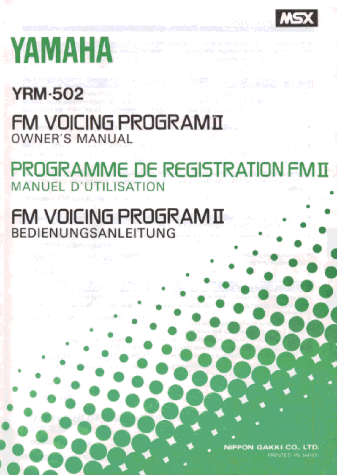 Yamaha YRM-502 Owner's Manual
