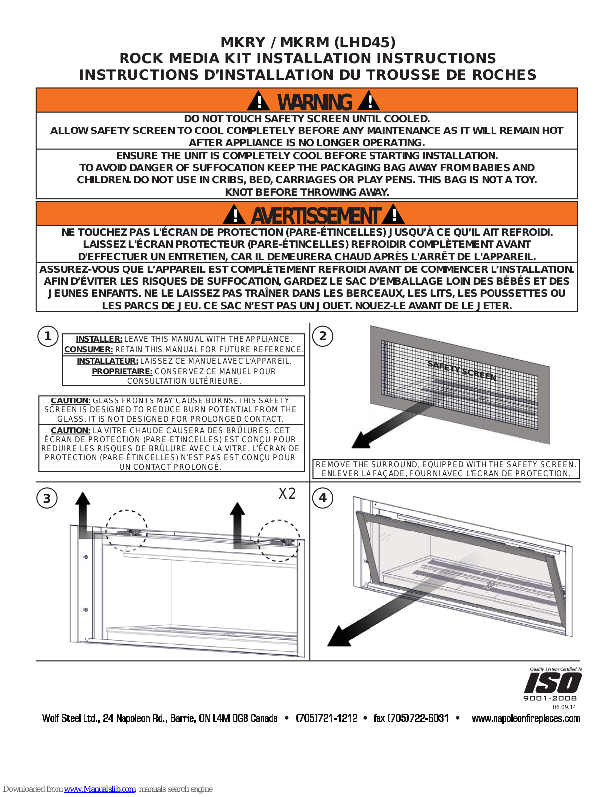 Napoleon MKRY, MKRM, LHD45 Installation Instructions Manual