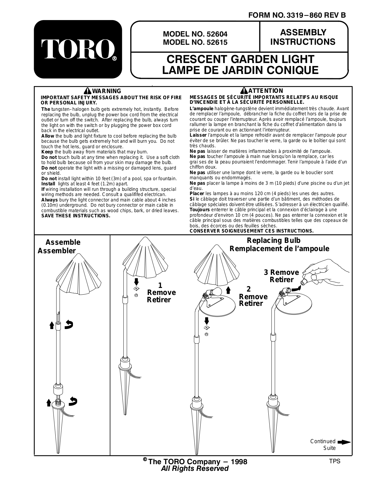 Toro 52604, 52615 Installation Instructions