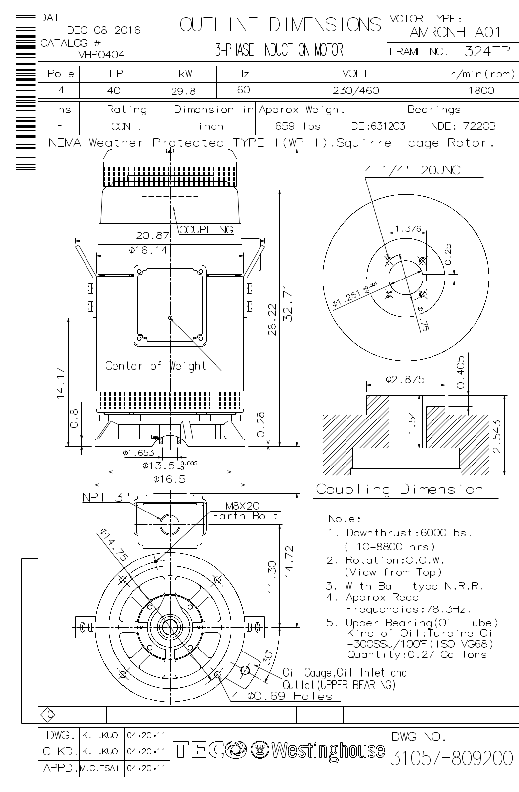 Teco VHP0404 Reference Drawing