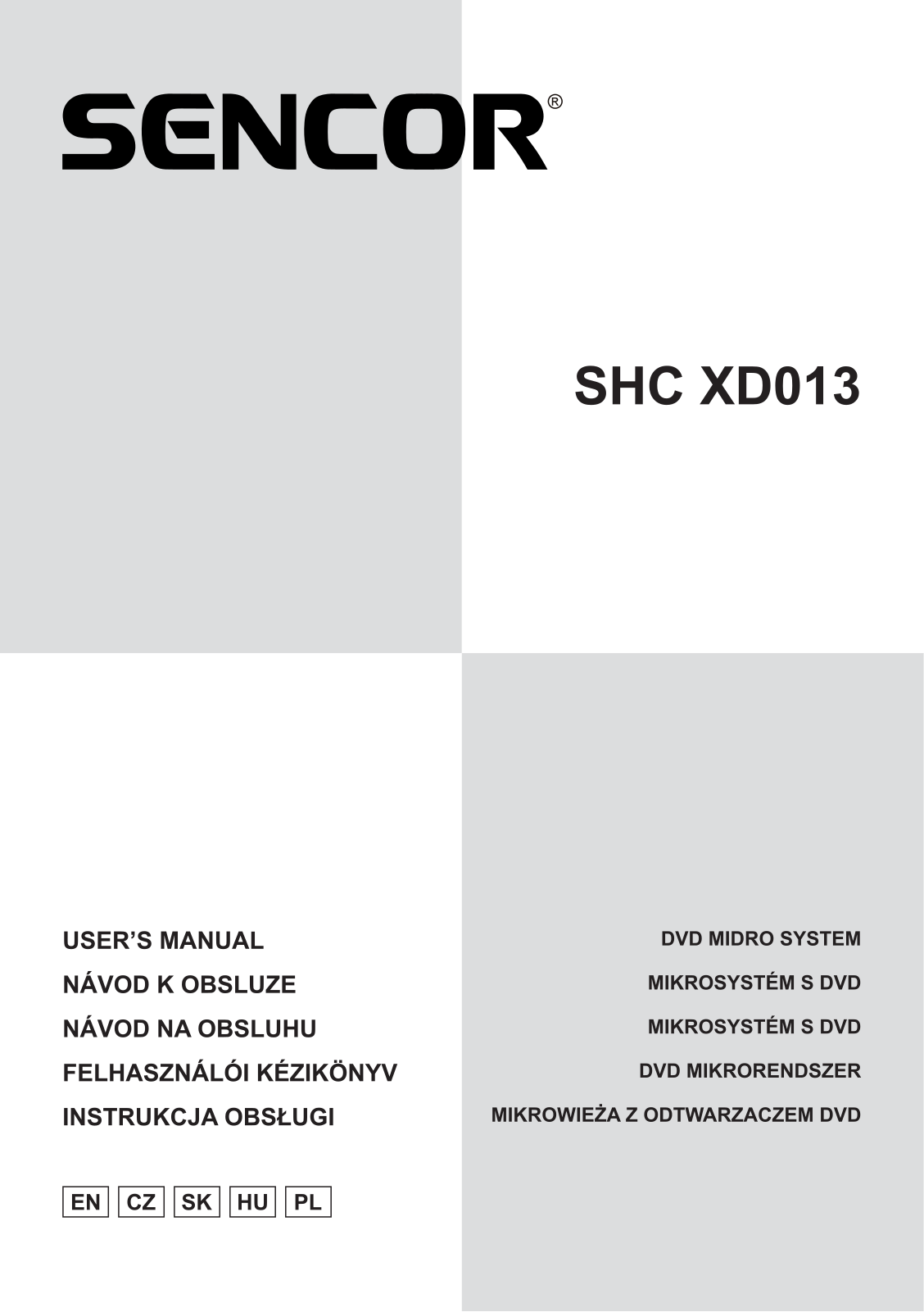 Sencor SHC XD013 User Manual