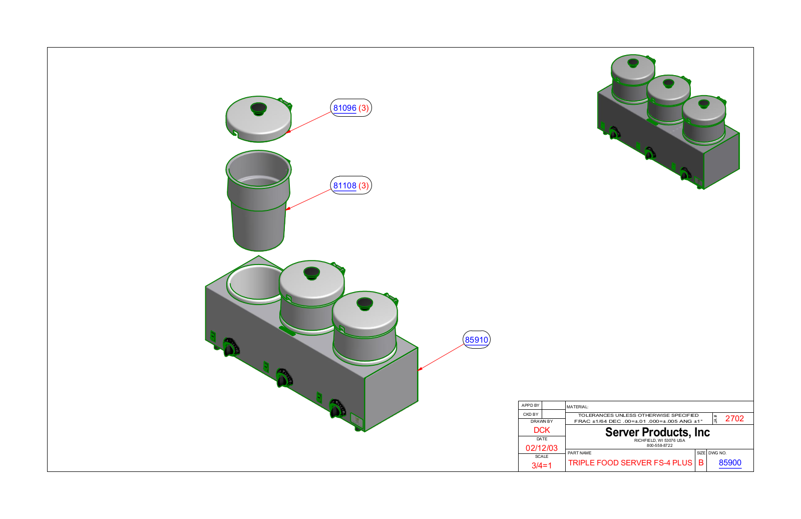 Server 85900 Parts Manual