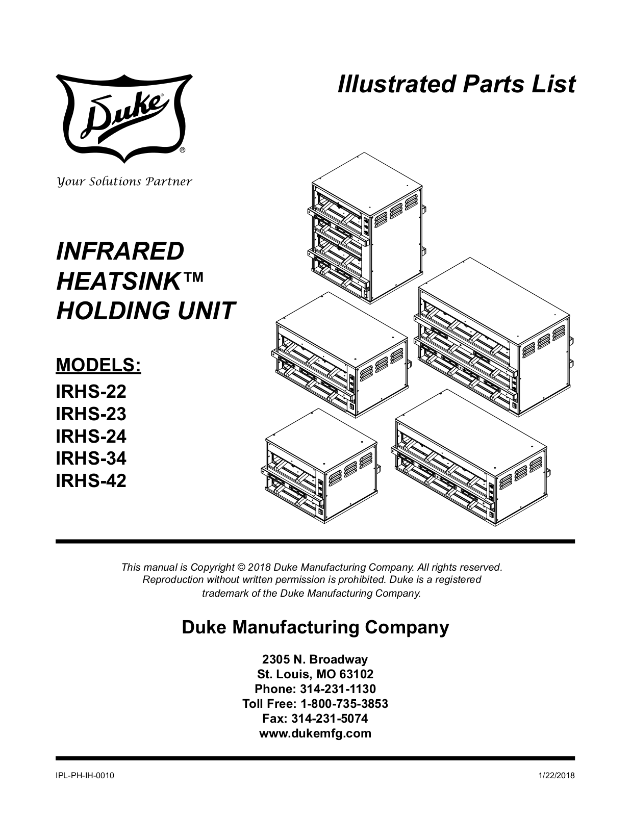 Duke IRHS-22 Parts List