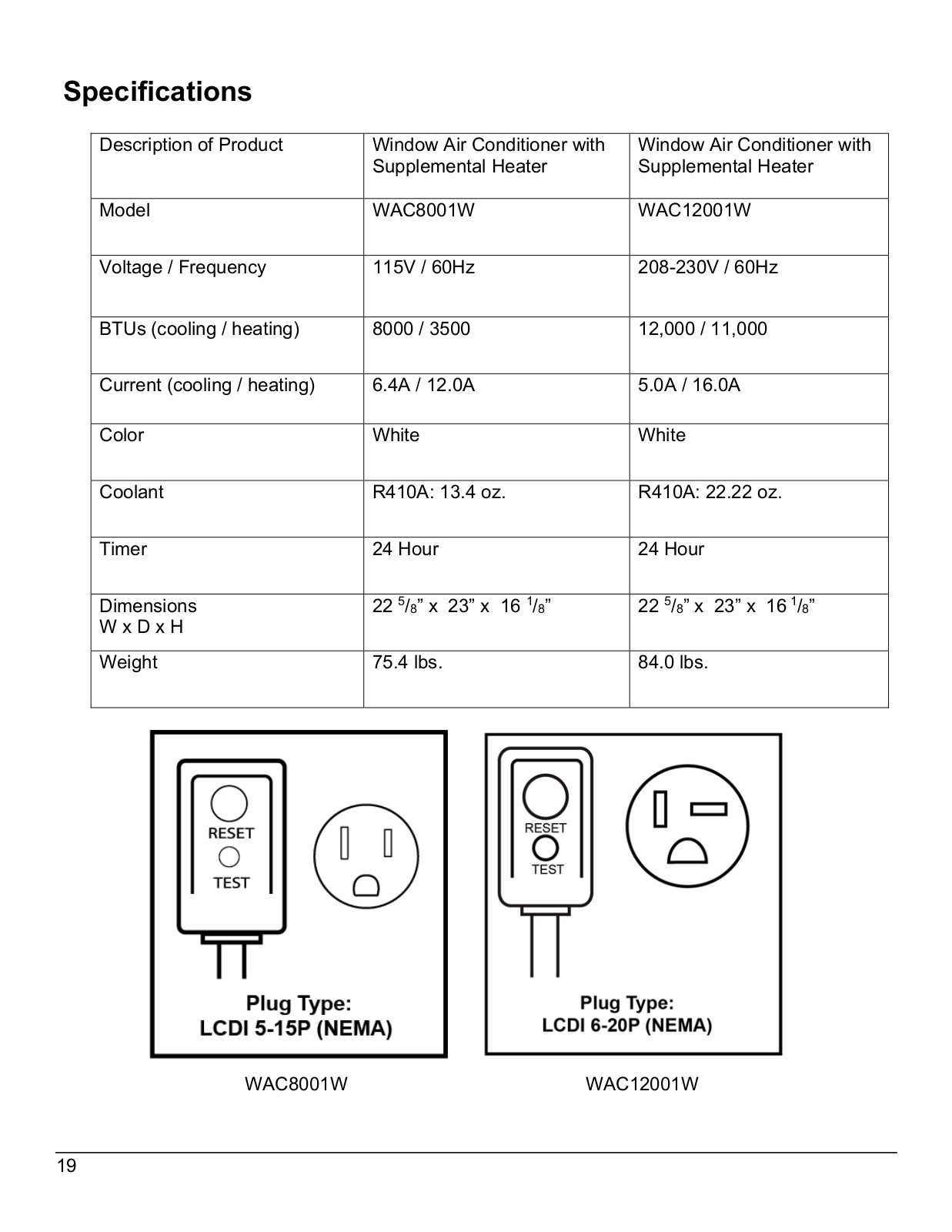 Koldfront WAC8001W, WAC12001W User Manual