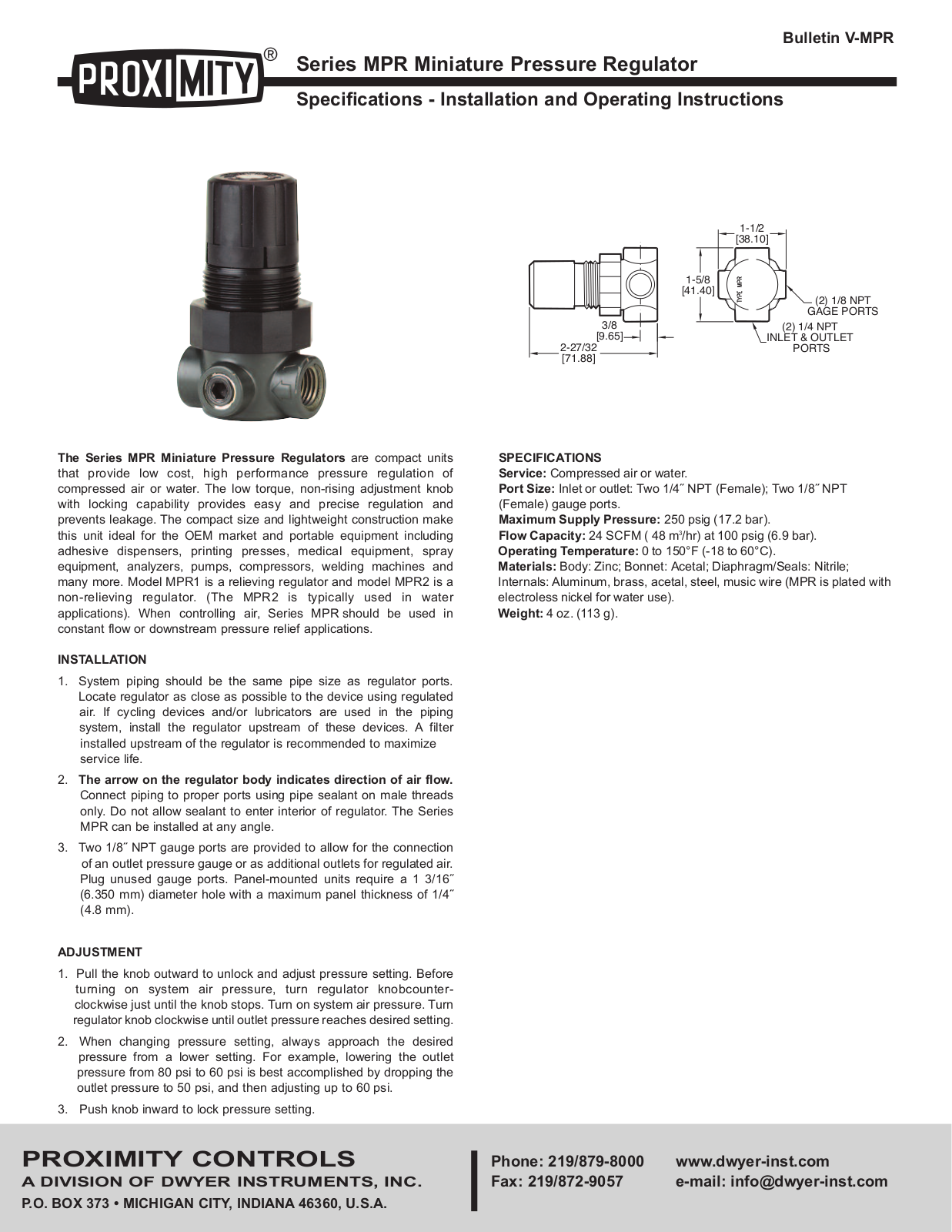 Dwyer MPR User Manual