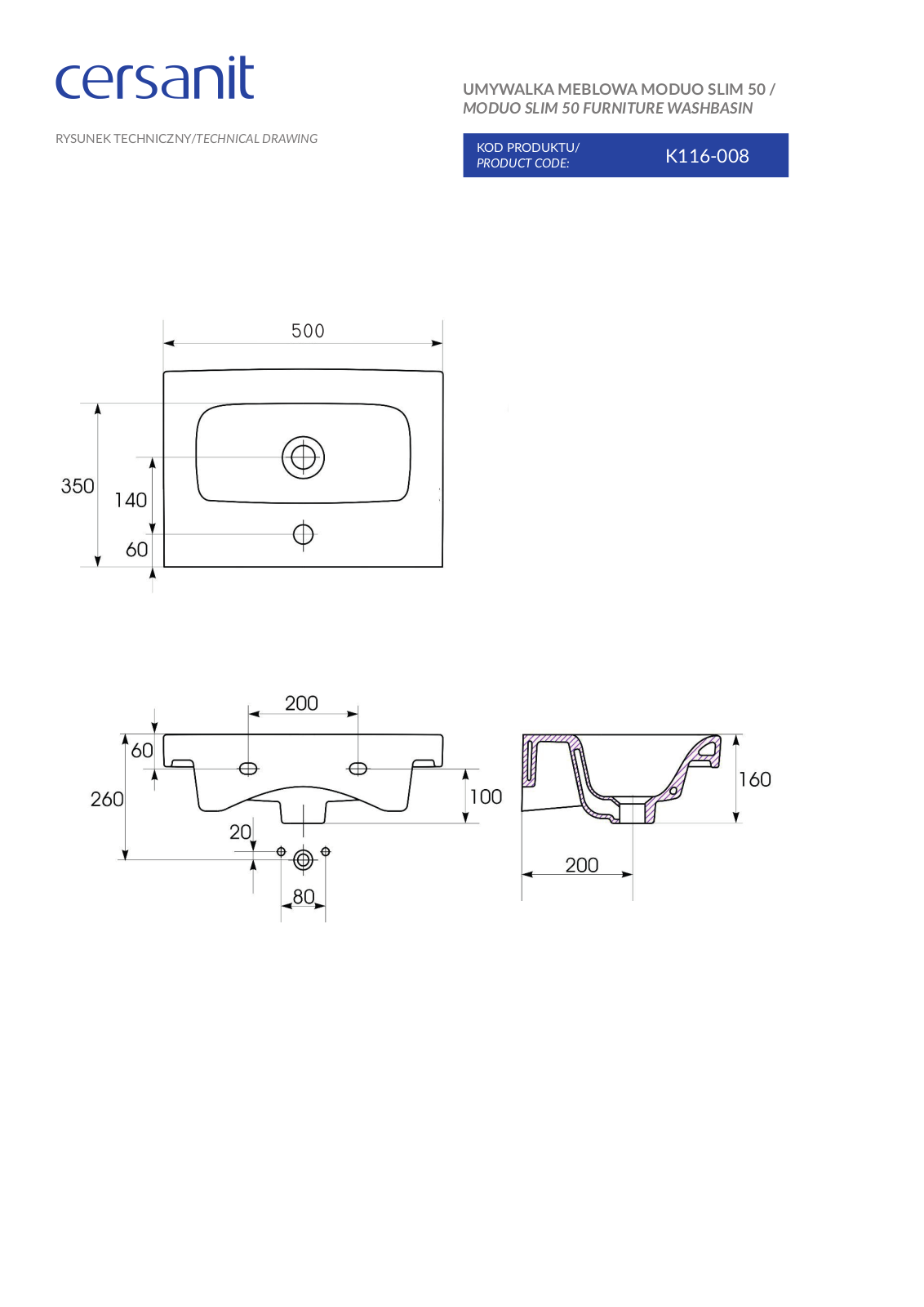Cersanit K116-008 Drawing - ManualMachine.com