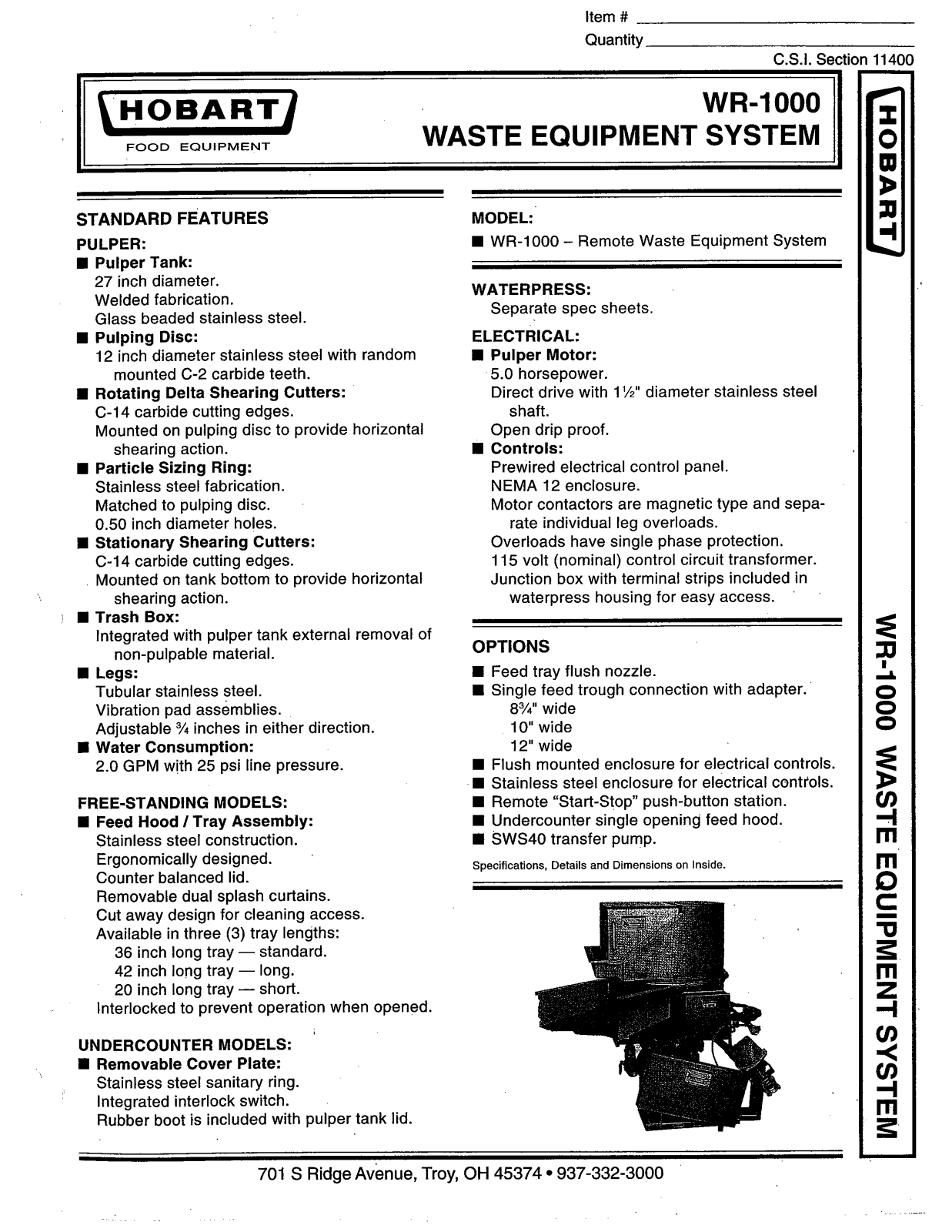 Hobart WR1000 User Manual