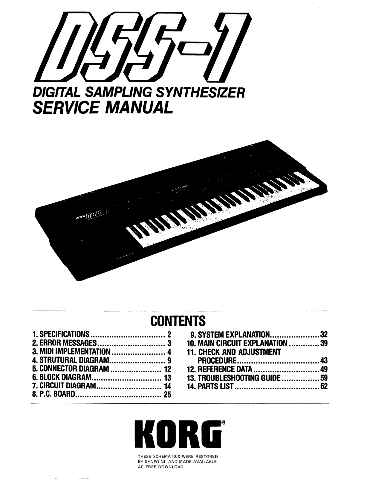 Korg DSS-1 Service Manual