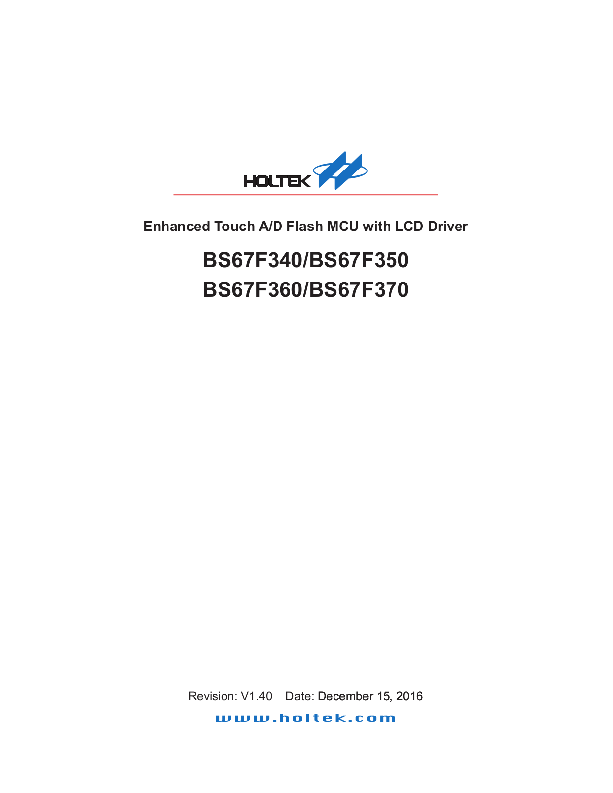 Holtek BS67F340, BS67F350, BS67F360, BS67F370 User Manual