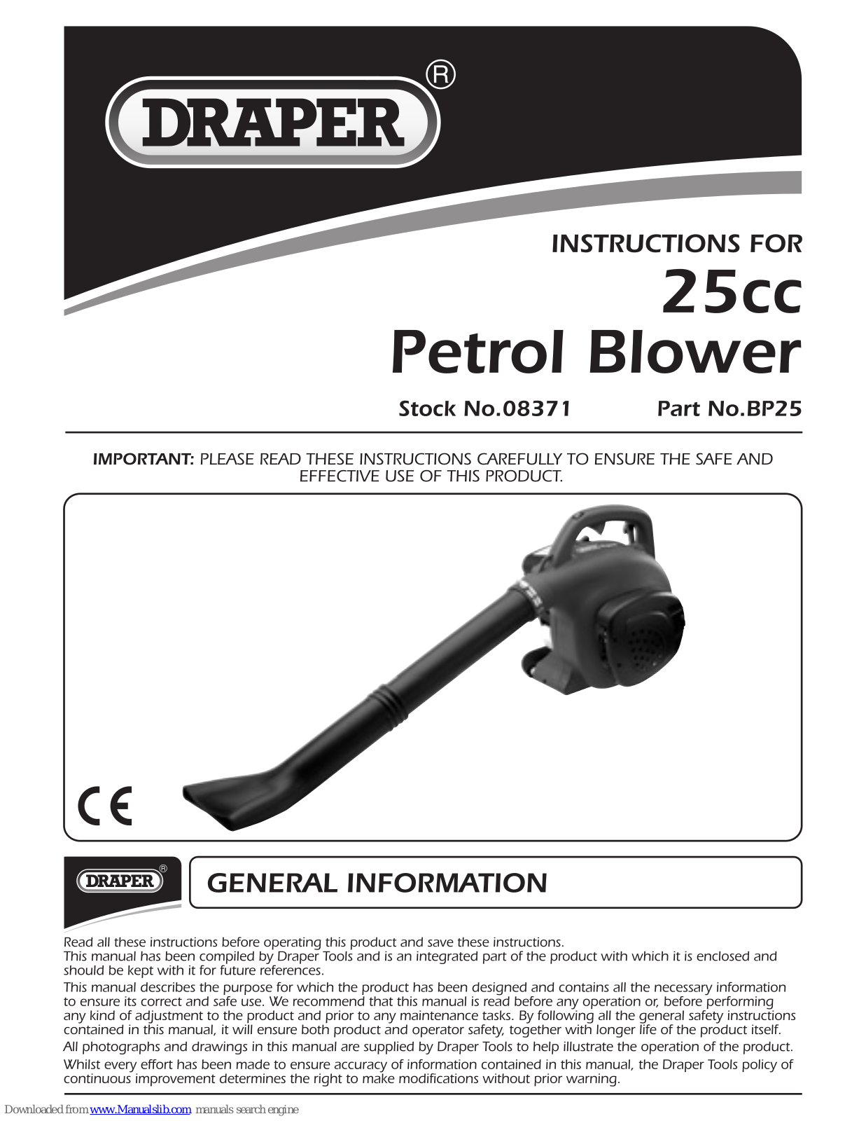 Draper BP25 Instructions Manual - ManualMachine.com