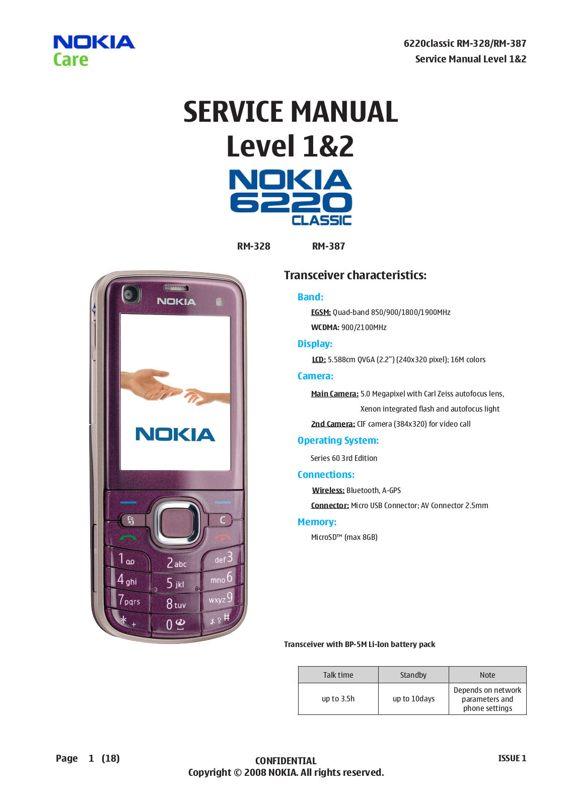 Nokia RM328, RM387 Service Manual