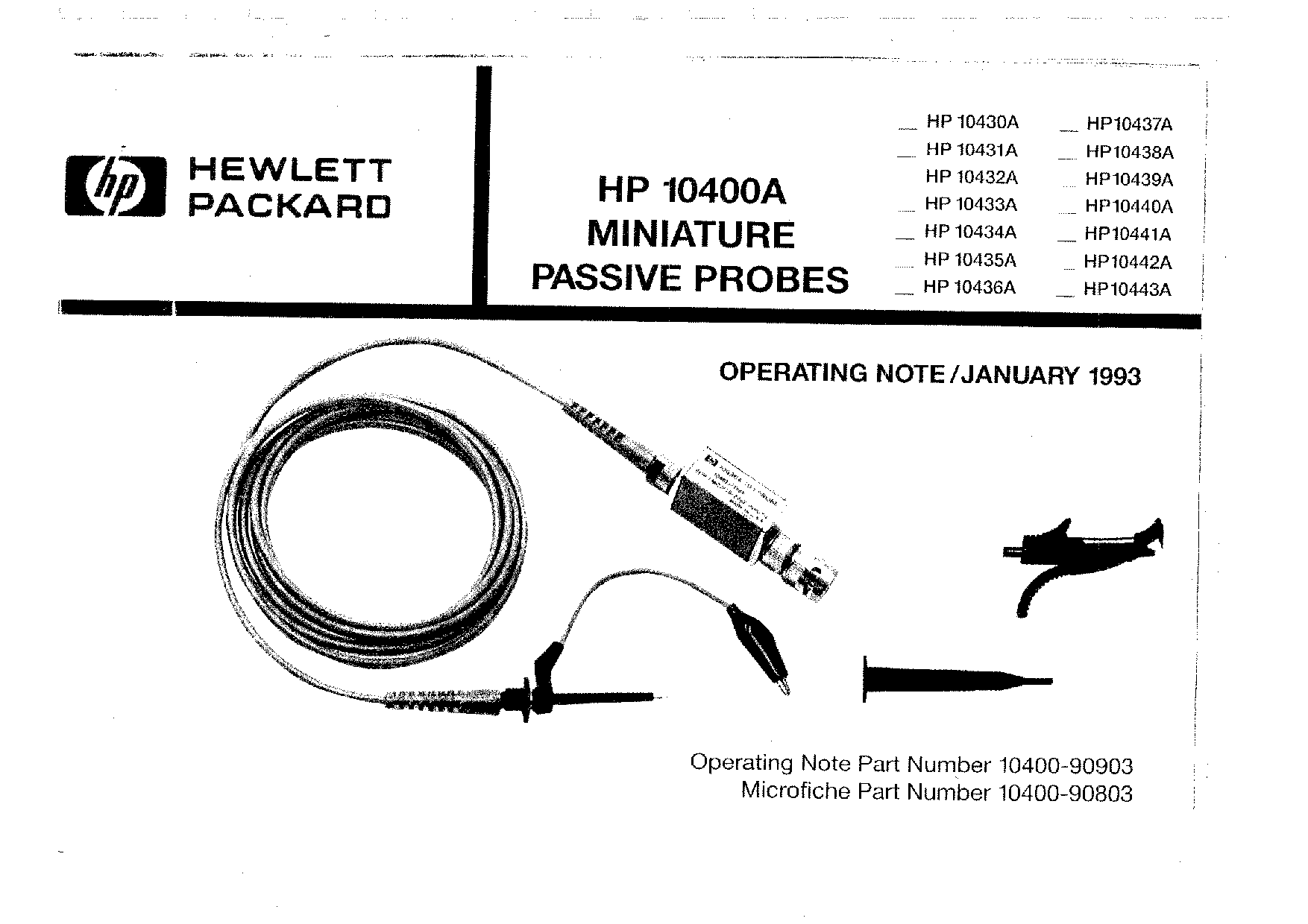 Hewlett-Packard 10442A, 10440A, 10438A, 10441A, 10439A User Manual
