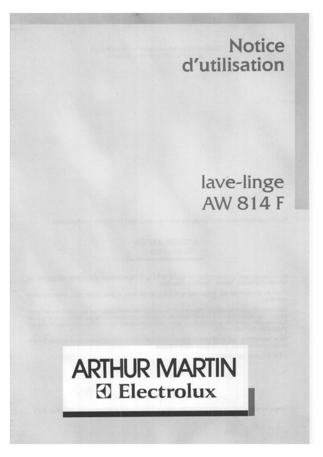 Arthur martin AW814F User Manual