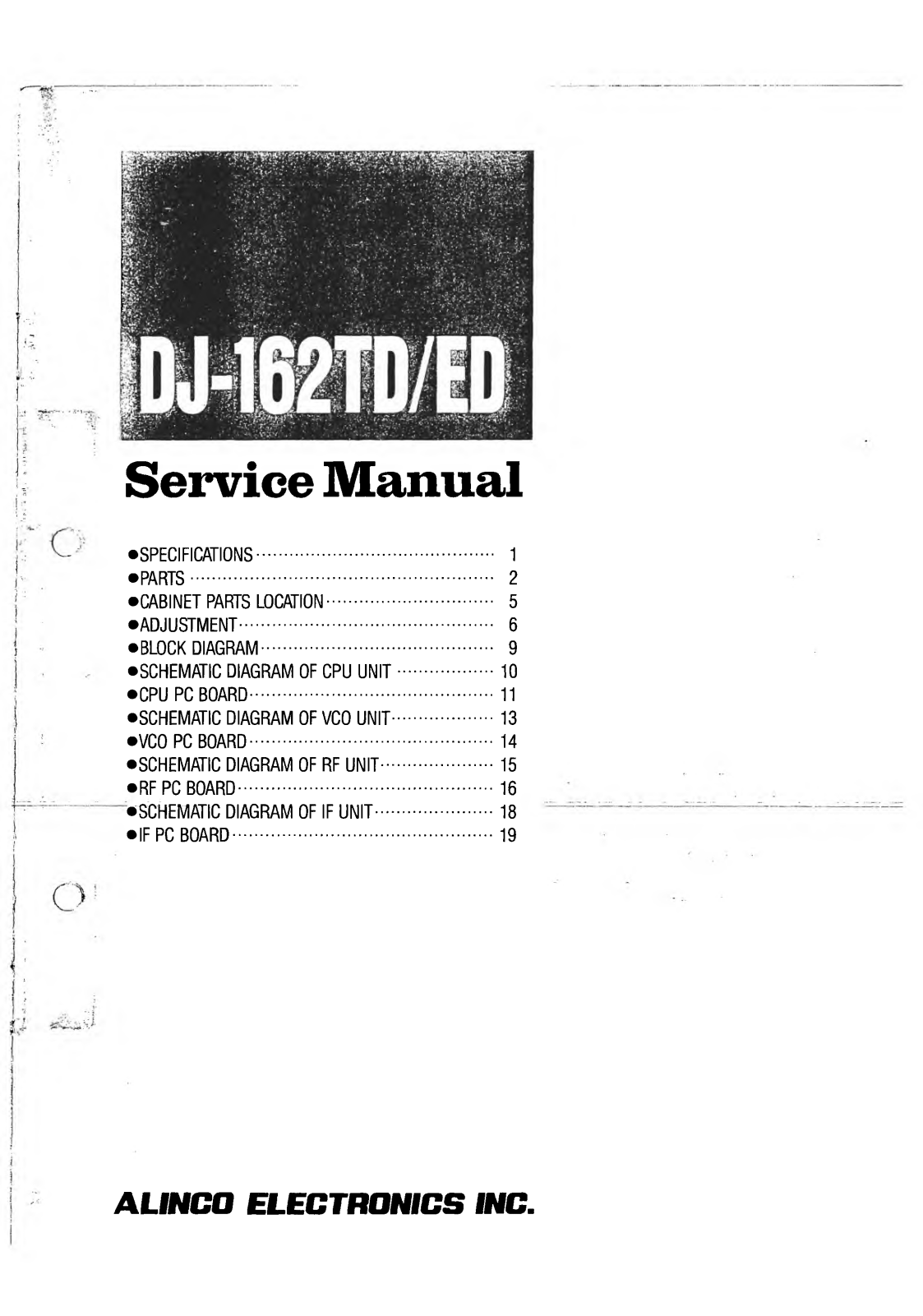 Alinco DJ-162ED, DJ-162TD Service Manual