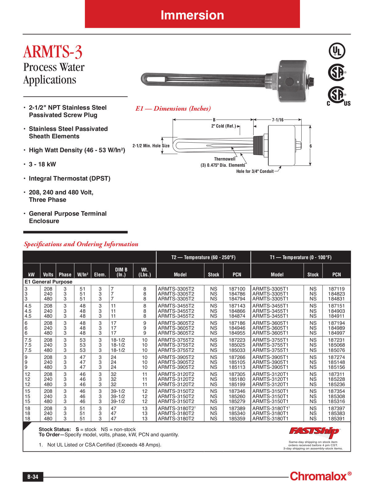 Chromalox ARMTS-3 Catalog Page