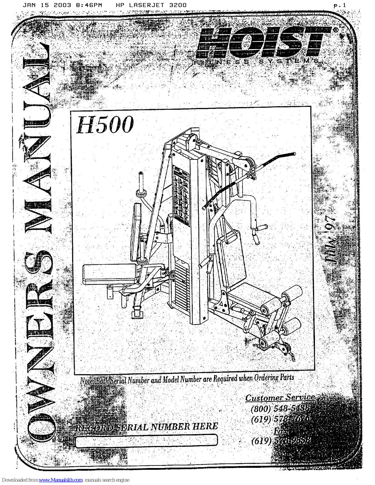 Hoist Fitness H500 Owner's Manual