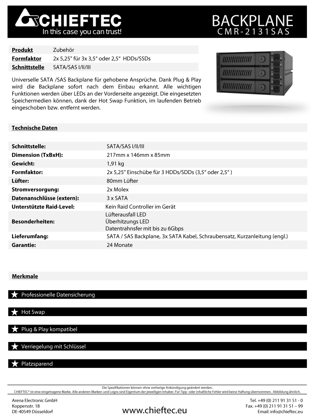 Chieftec CMR-2131 SAS User Manual