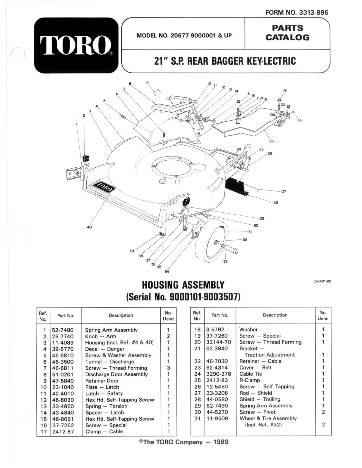 Toro 20671, 20677 Parts Catalogue