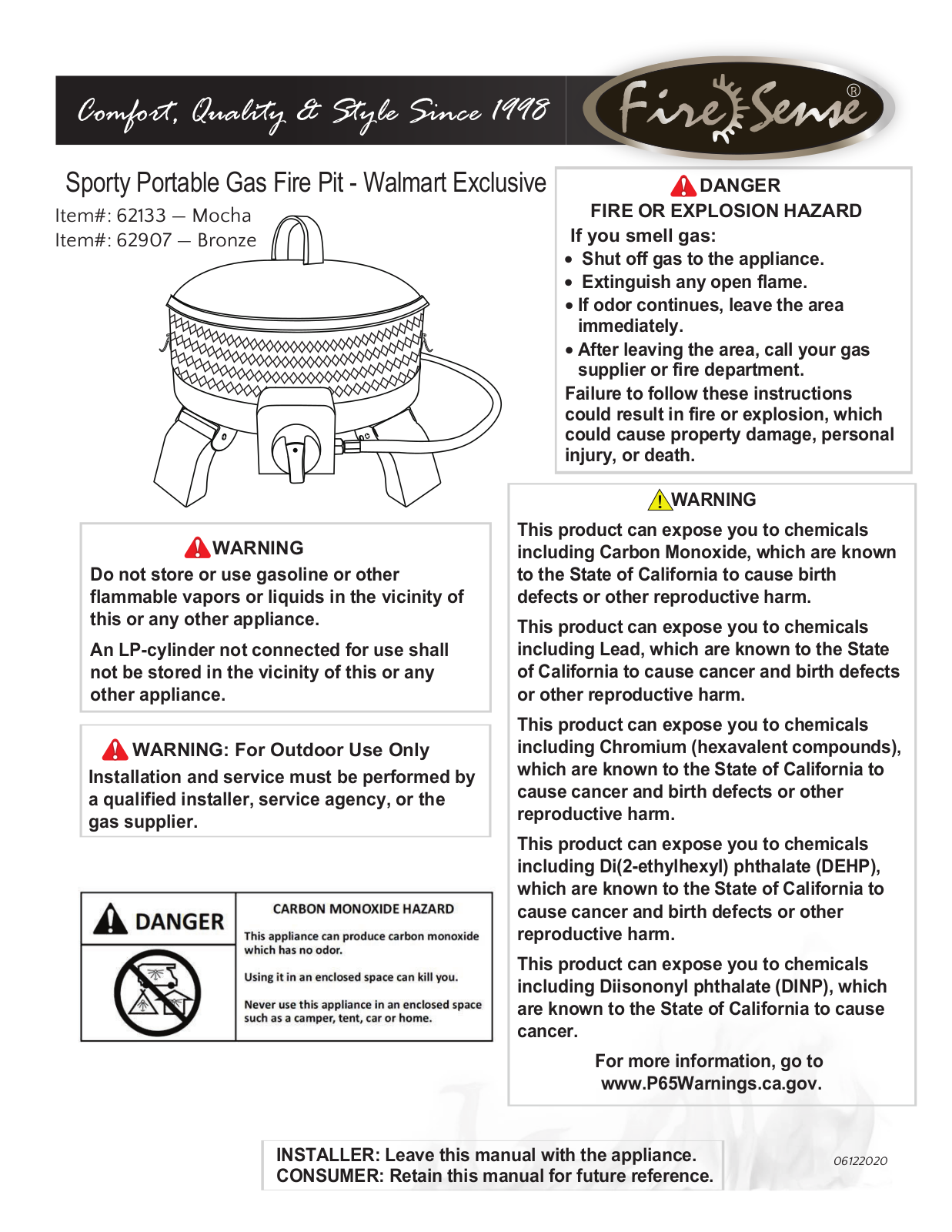 FireSense 62133, 62907 User manual