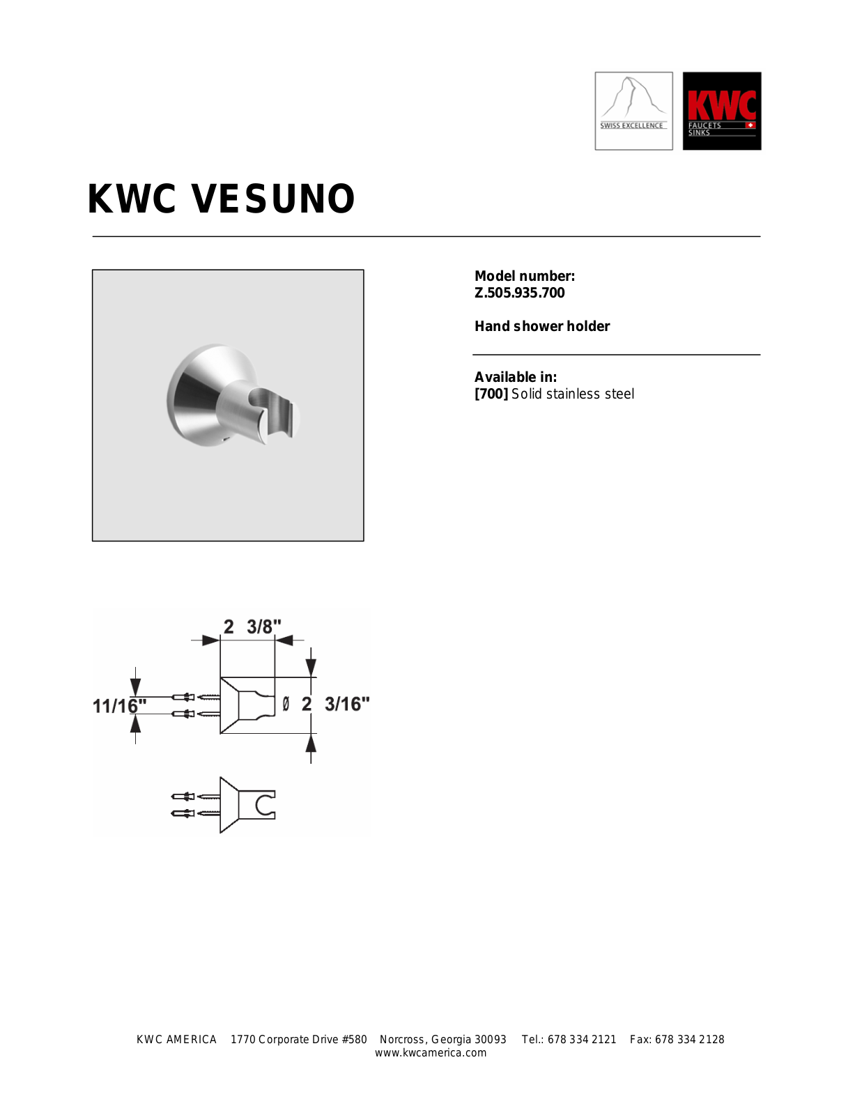 KWC Z.505.935.700 User Manual