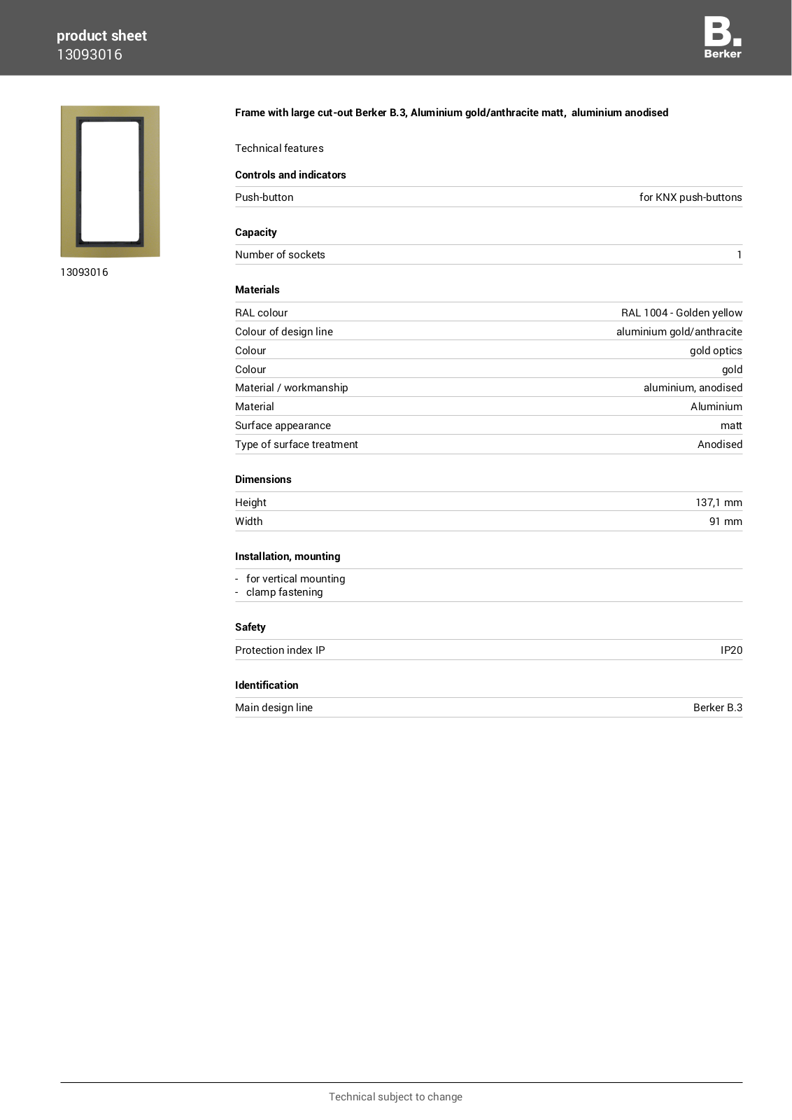Berker 13093016 User Manual