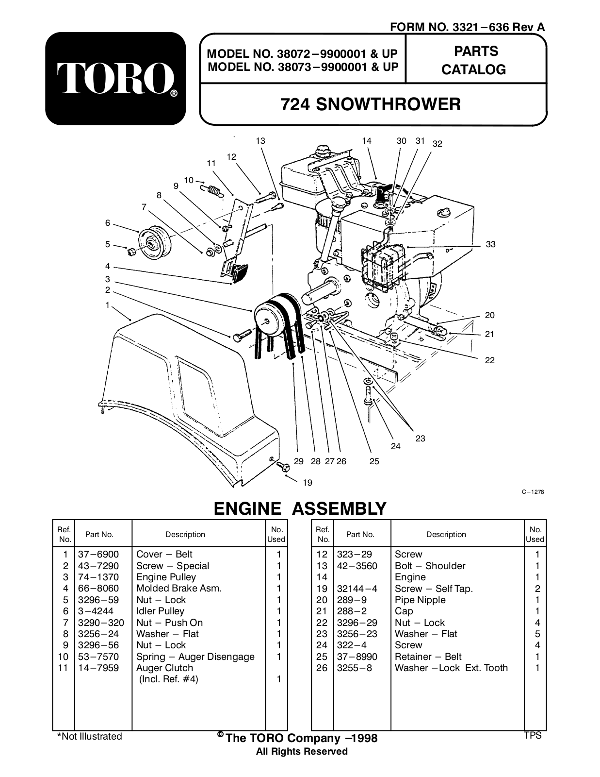 Toro 38072, 38073 Parts Catalogue