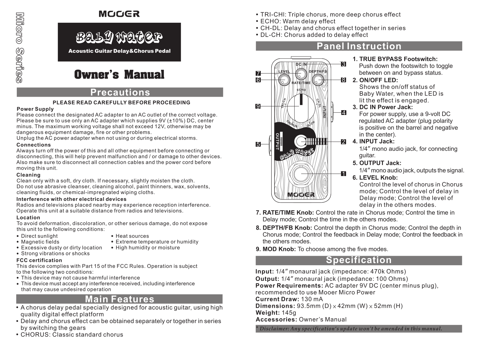 Mooer Baby Water User manual