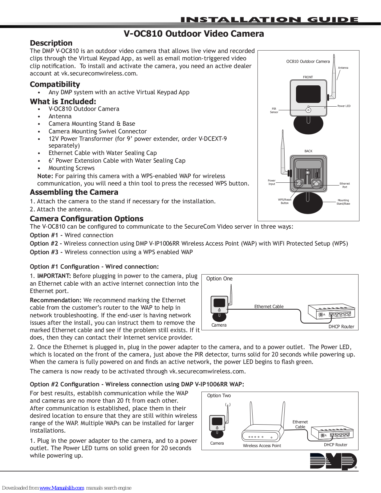 DMP Electronics V-OC810 Installation Manual