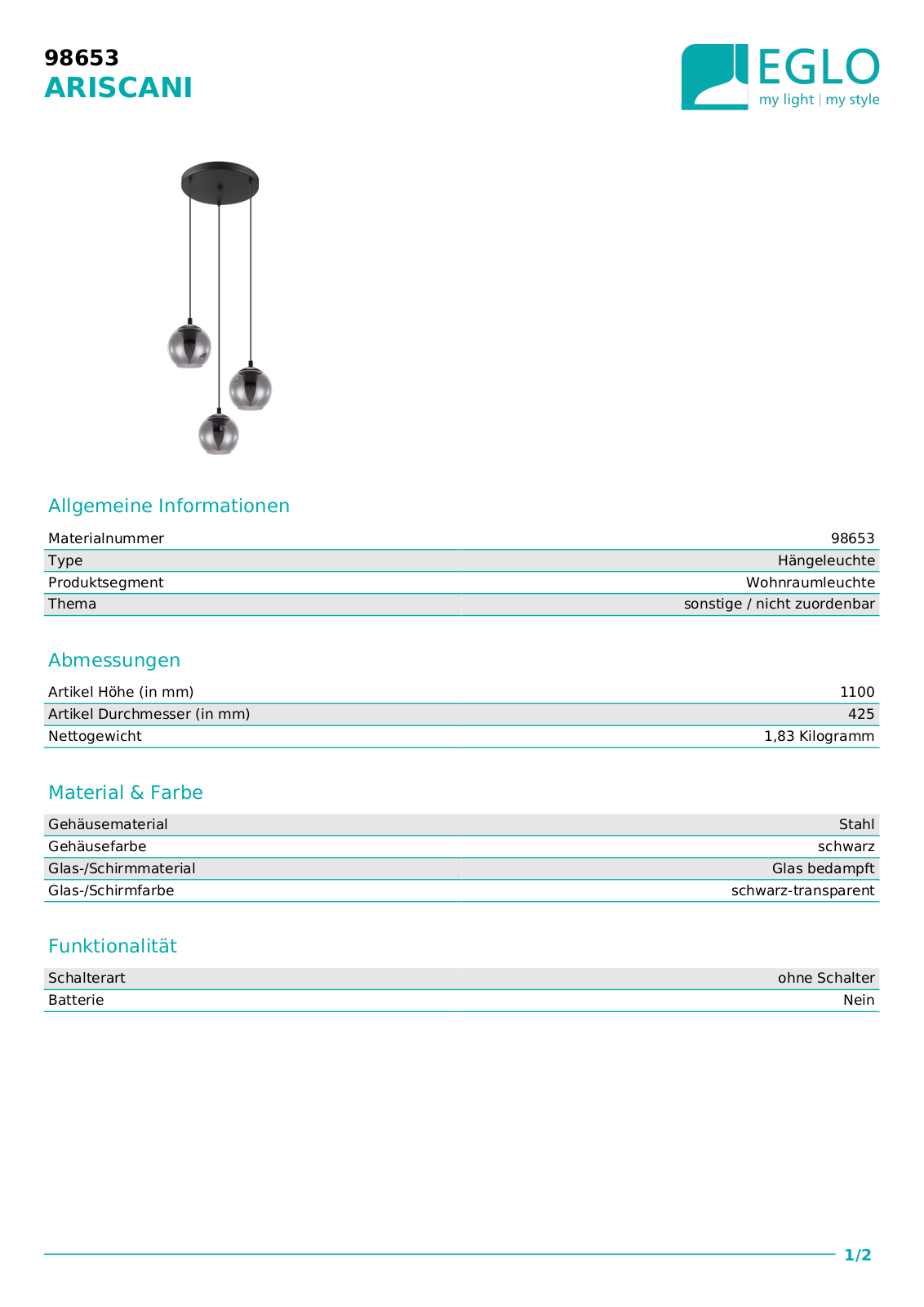 Eglo 98653 Service Manual