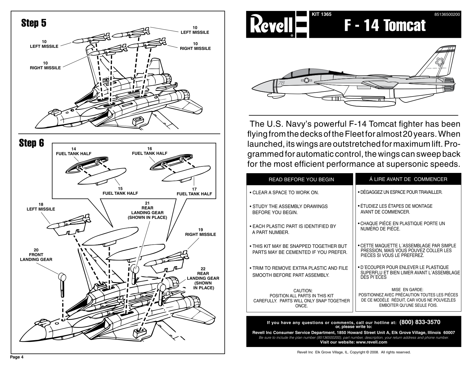 REVELL Easy Kit F14 Tomcat User Manual