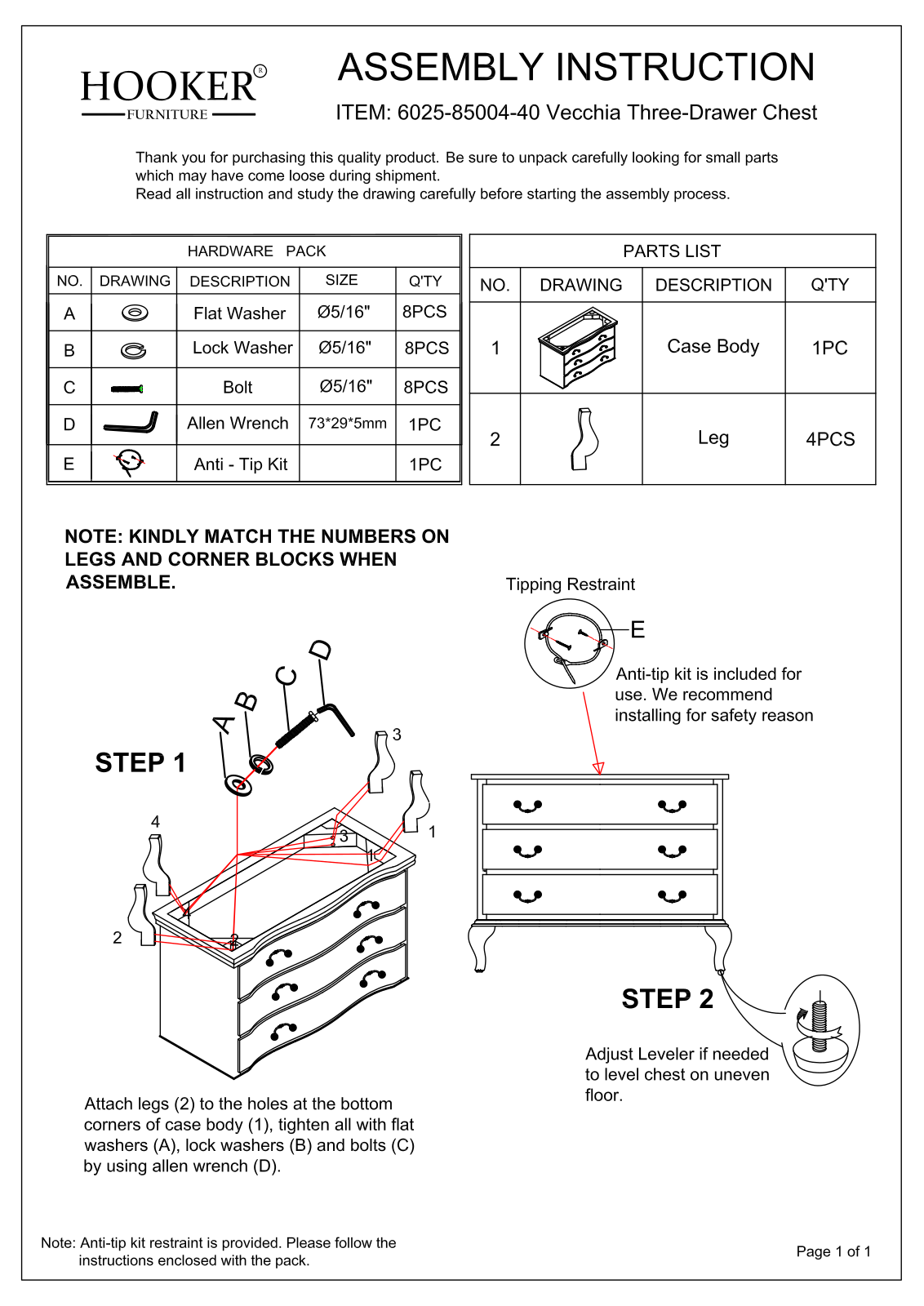 Hooker 6025-85004-40 Assembly Instructions