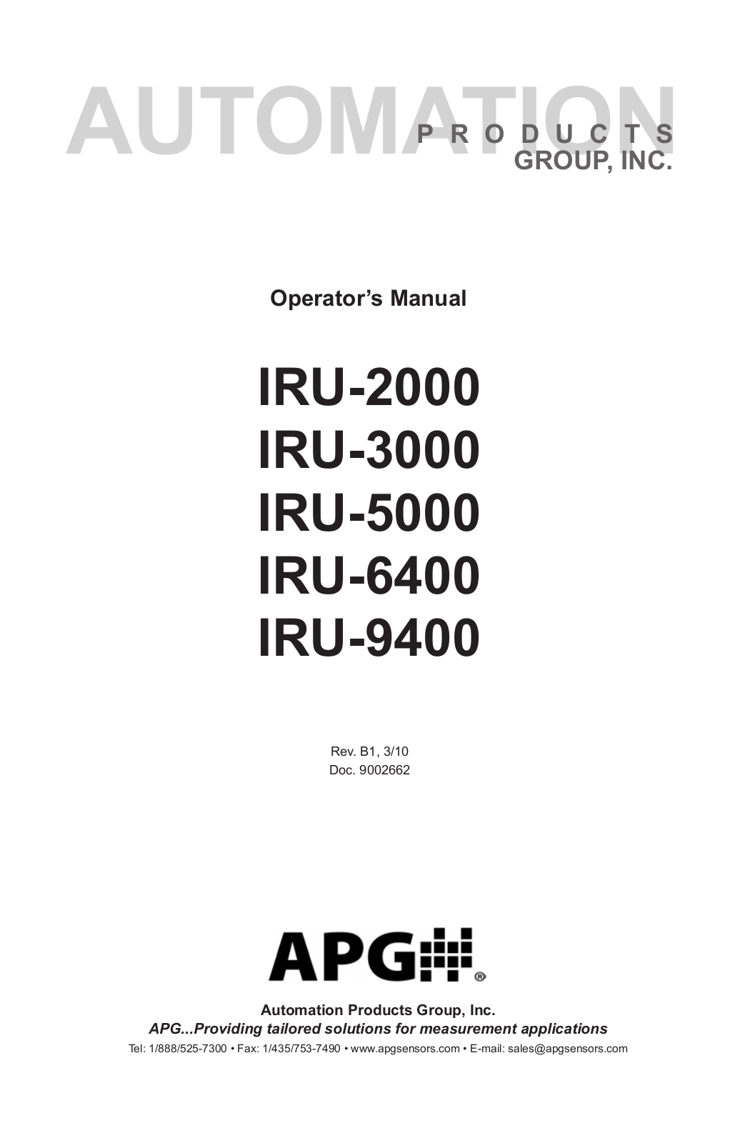 APG IRU-9400 User Manual