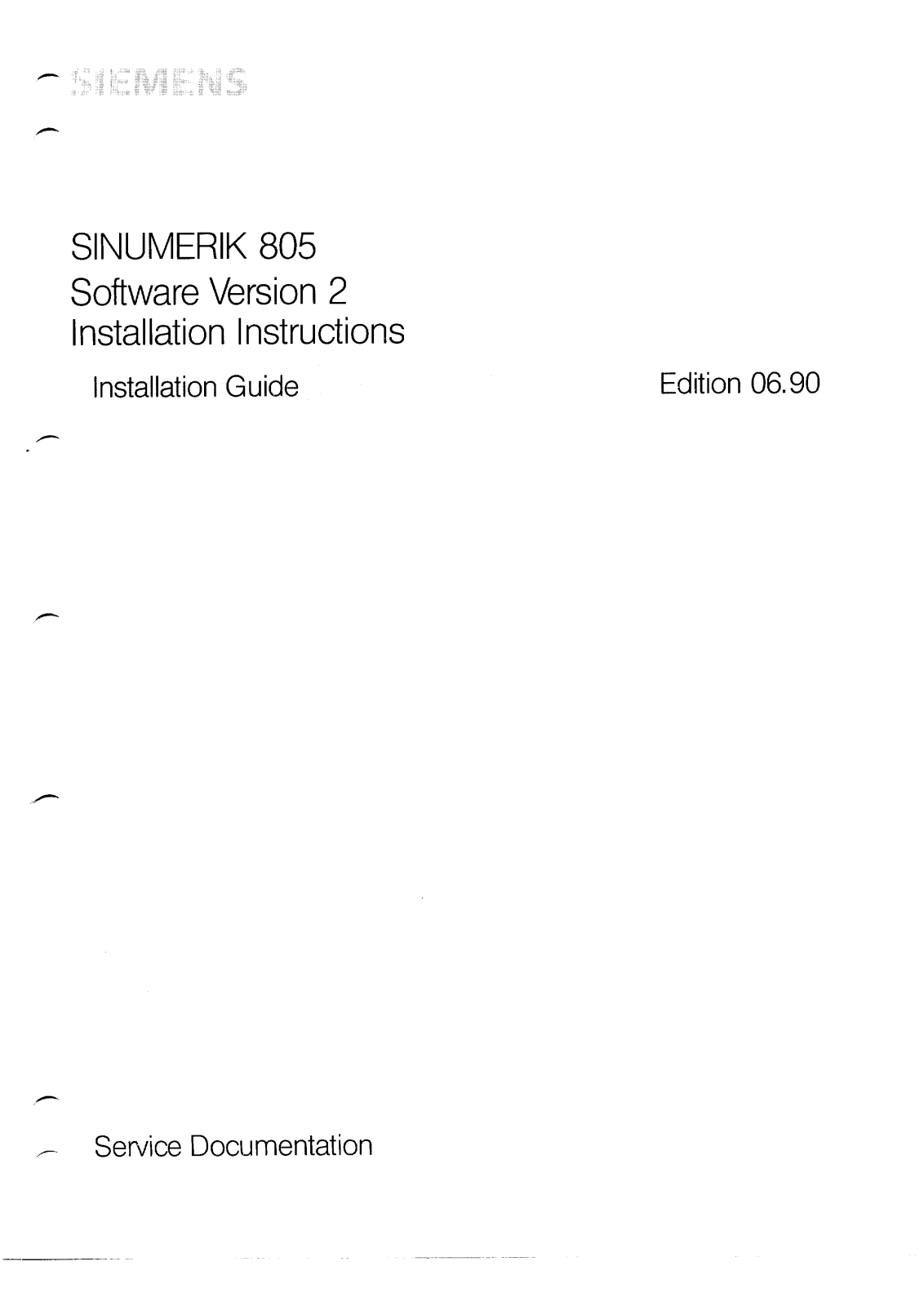 siemens 805 Installation Guide