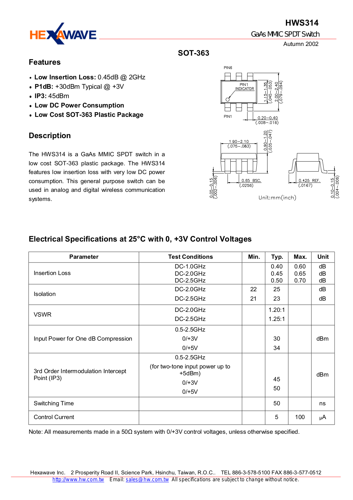 HWTW HWS314 Datasheet