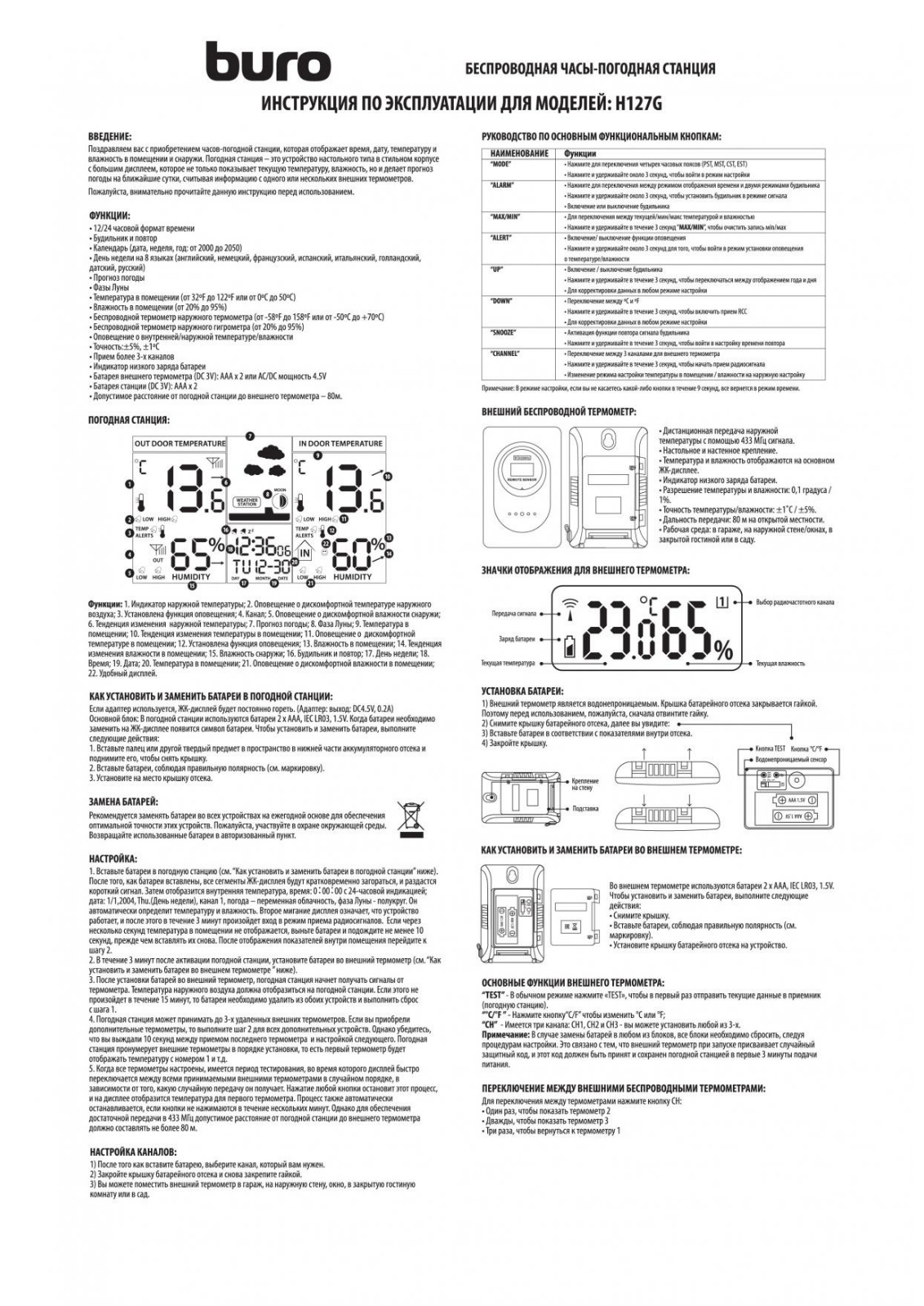 Buro H127G User Manual