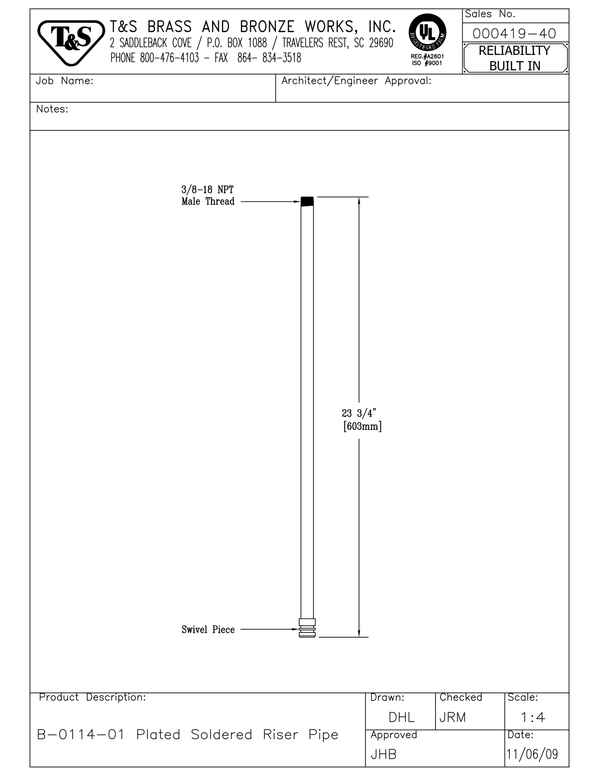 T&S Brass 000419-40 User Manual