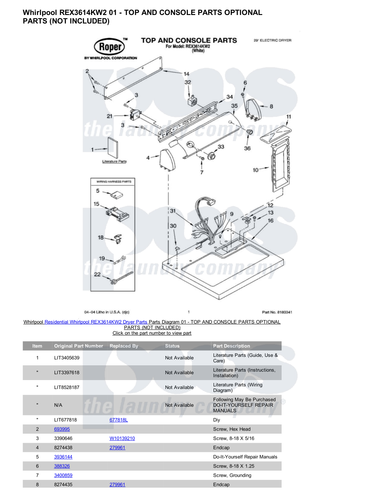 Whirlpool REX3614KW2 Parts Diagram