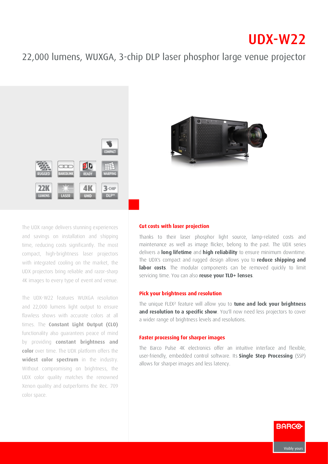 Barco UDX-W22 Product Sheet