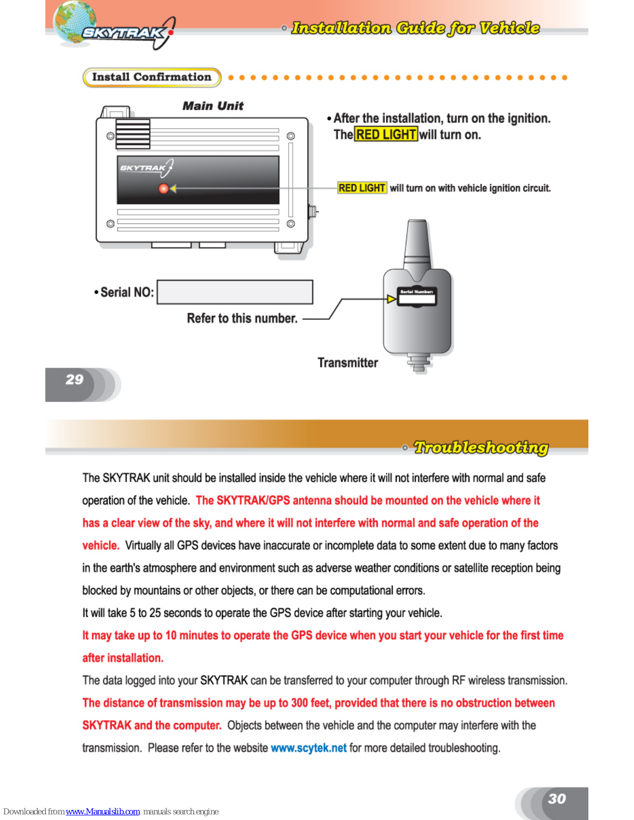 Scytek electronic SkyTrak-1000 Installation Manual