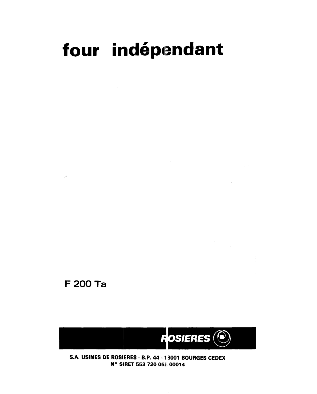 ROSIERES F 200 TA User Manual