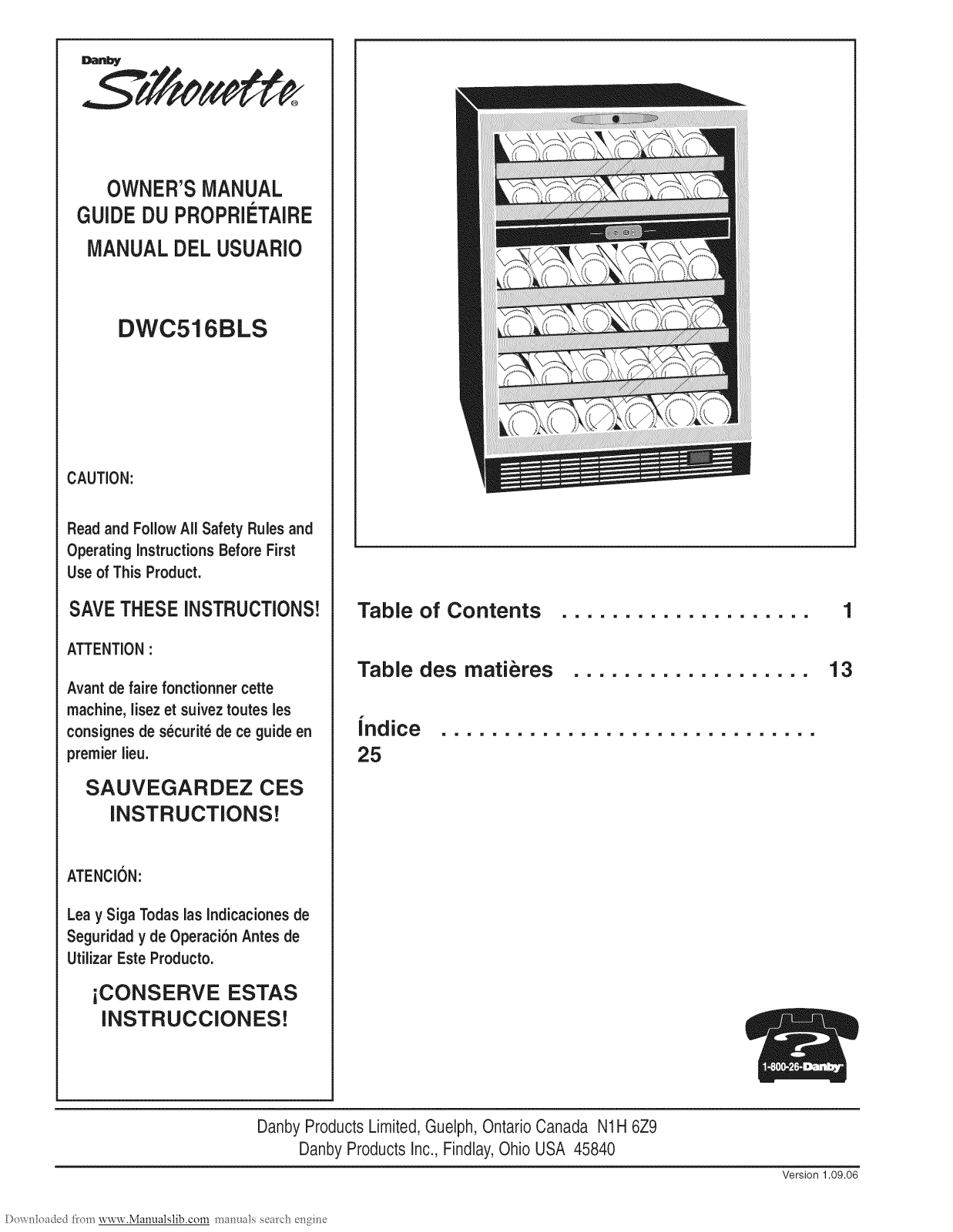 Danby DWC516BLS-1 Owner’s Manual