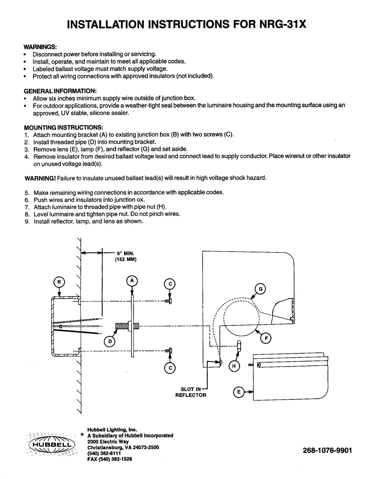 Hubbell Lighting NRG-31X User Manual