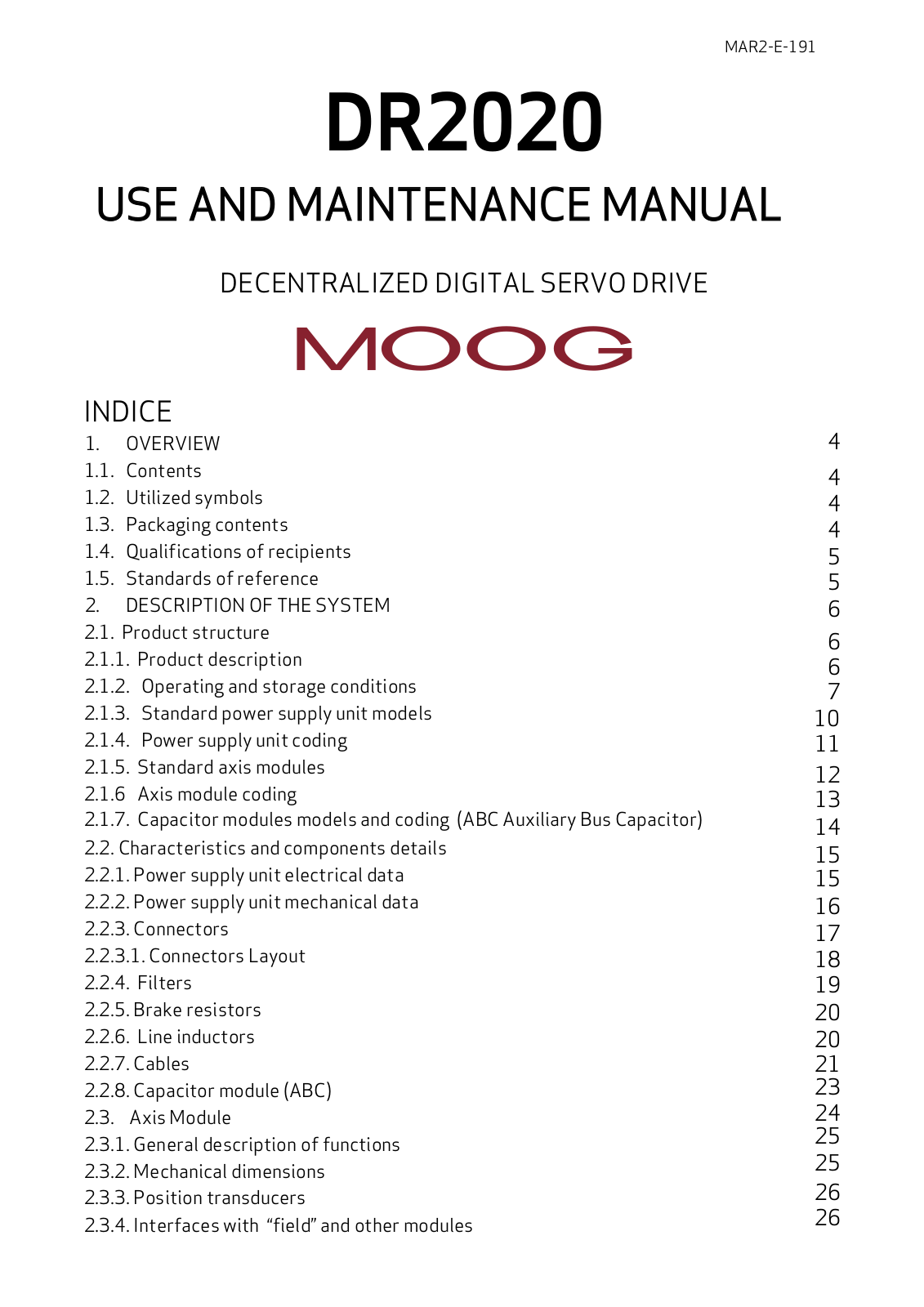 Moog DR2020 Maintance Manual